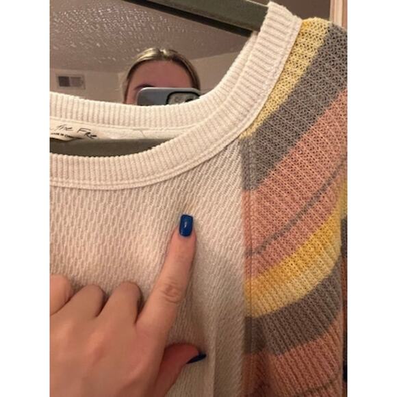 Free People Women's Striped Knit Tunic Top Balloon Sleeve Multicolor Size Small - Picture 5 of 8